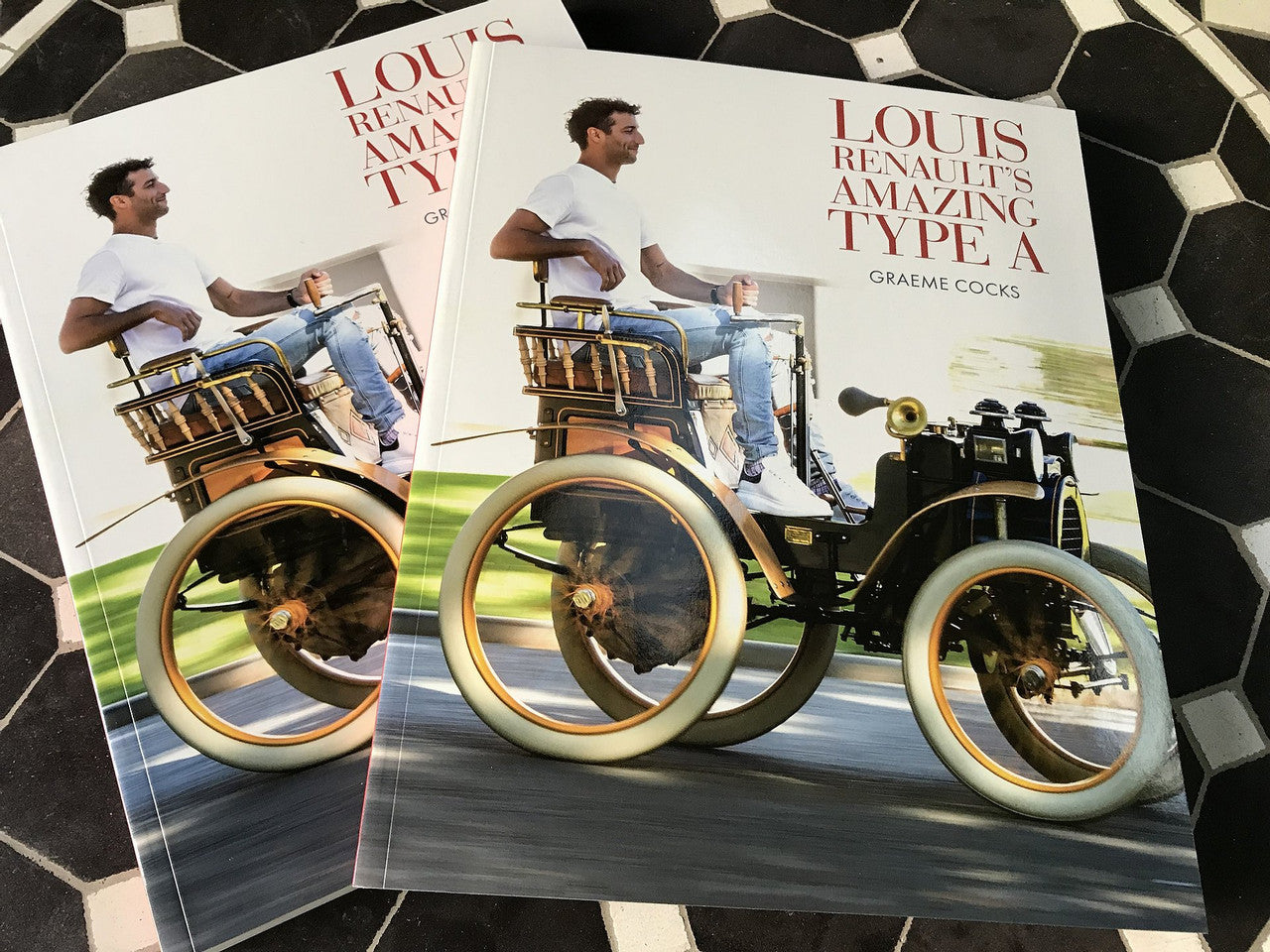 Book featuring Louis Renault's Amazing Type A cover with vintage vehicle illustration