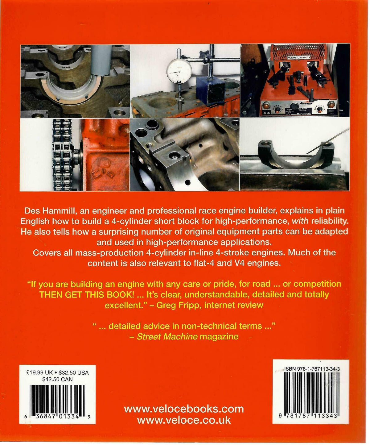 High-performance 4-cylinder engine short block manual, illustrated cover with diagrams