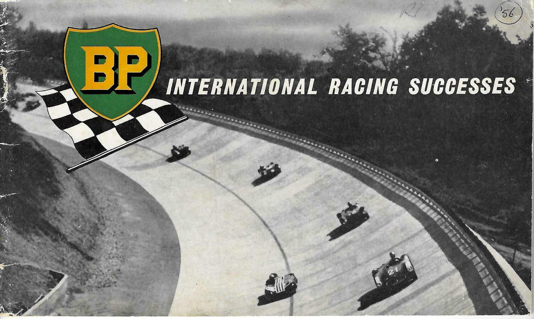 BP International Racing Successes 1956 motorsport yearbook cover with track photo