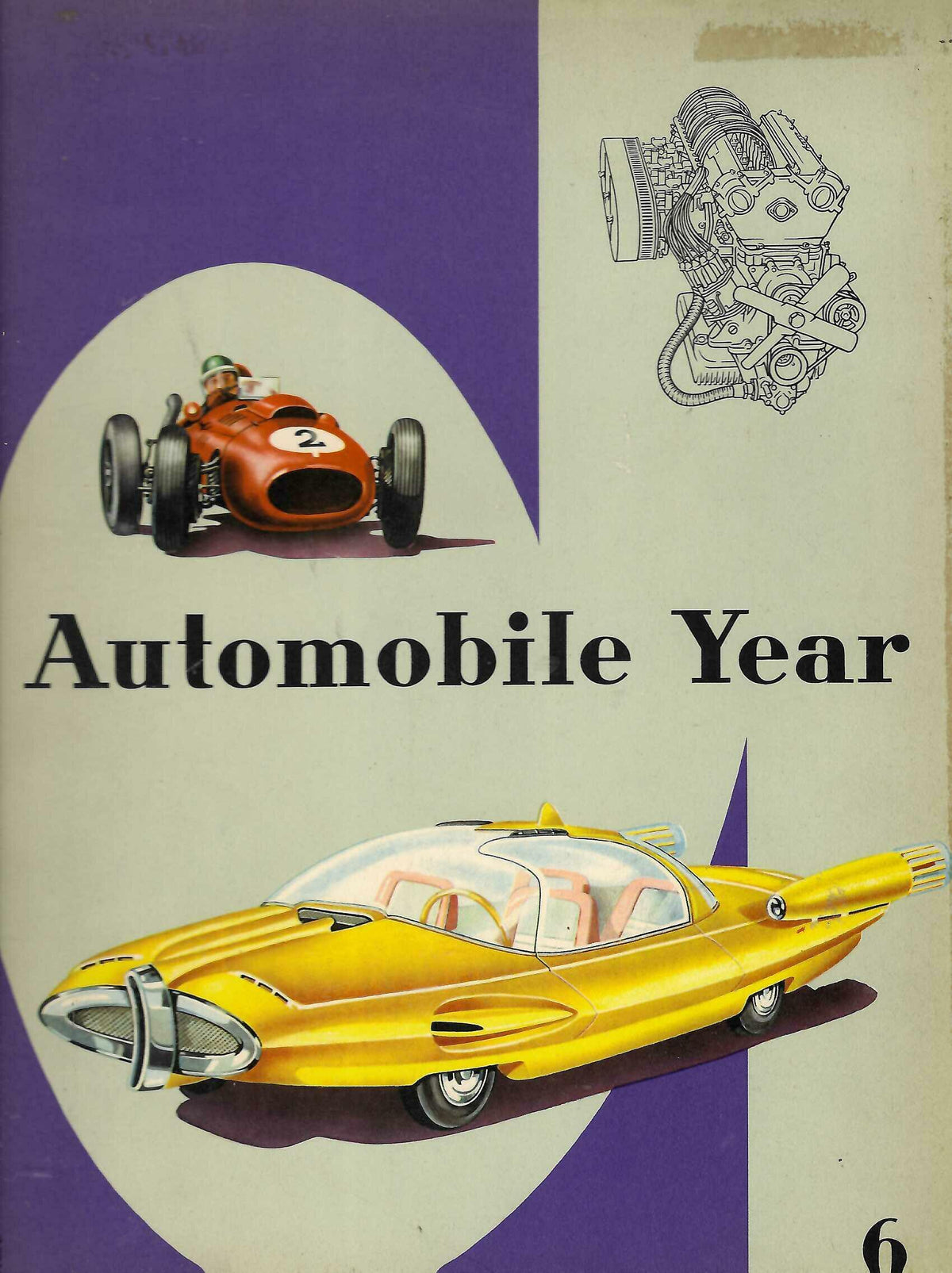 Automobile Year 1958-1959 booklet cover with classic race car illustrations