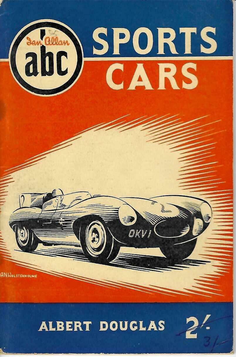 Vintage sports car spotter's guide book with illustrated 1957 car on orange cover