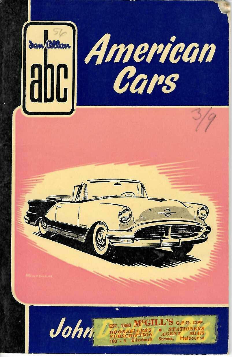 Vintage American car guide book cover with 1950s car illustration and 'American Cars' title