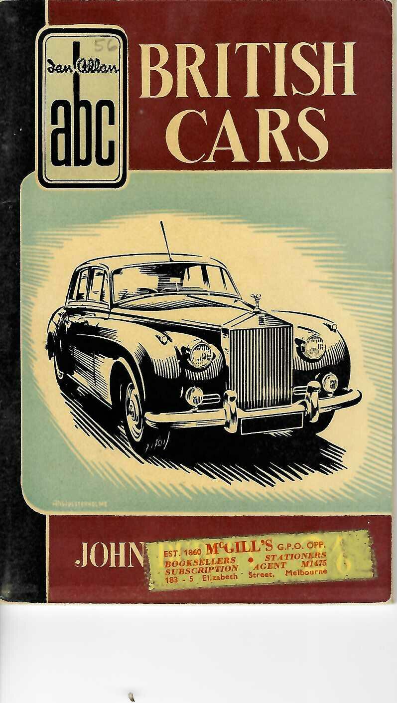 Vintage British car spotter's guide book with illustrated classic car on cover
