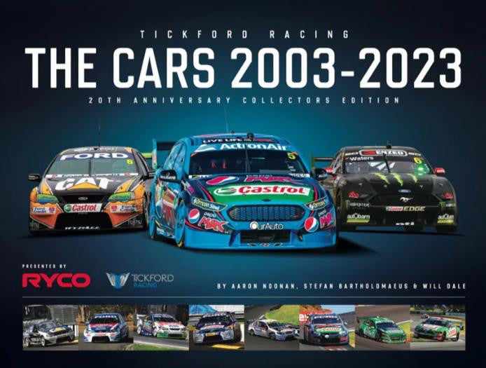 Tickford Racing cars collectors poster with three race cars and 'THE CARS 2003-2023'