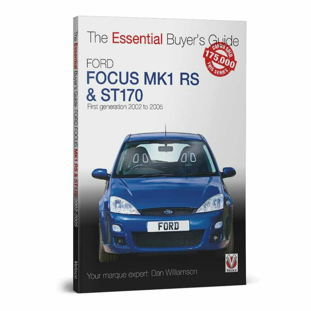 Auto buyer's guide book cover for Ford Focus Mk1 RS & ST170, front car