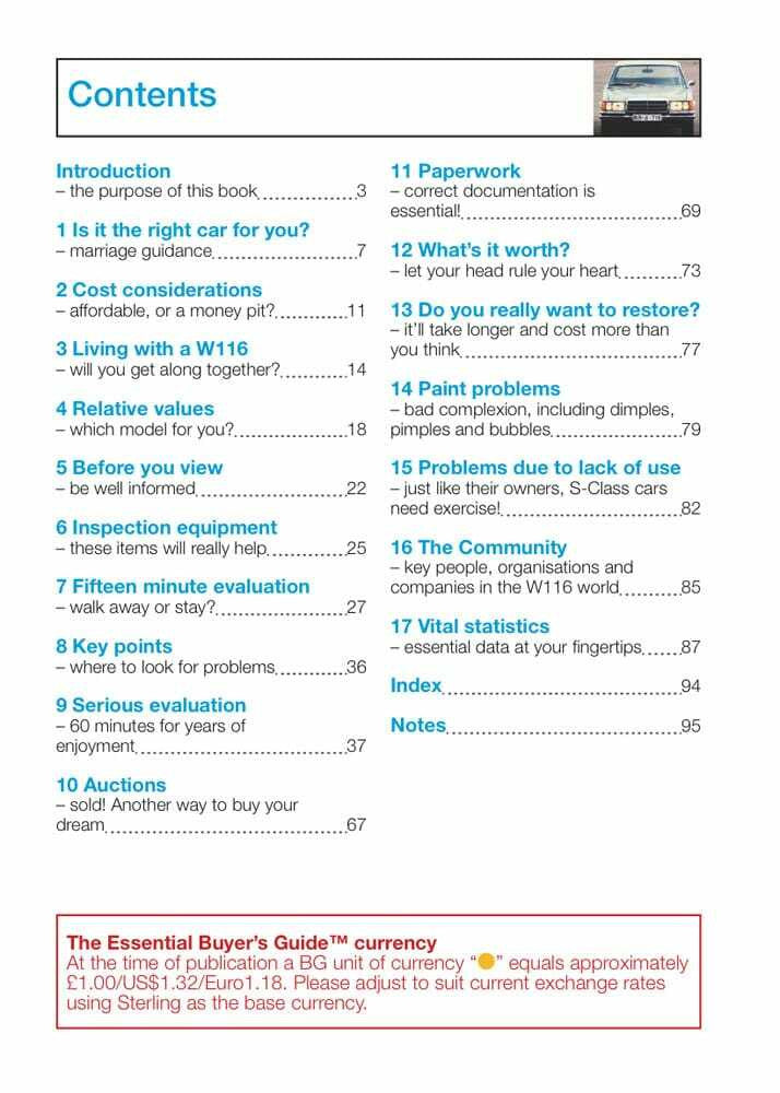 Contents page with section list and small car thumbnail at the top