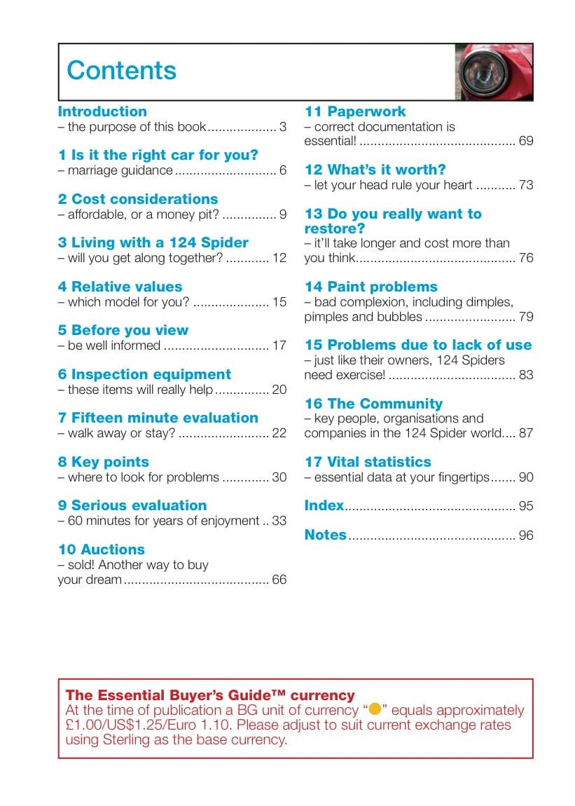 Book page titled “Contents” listing sections and page numbers