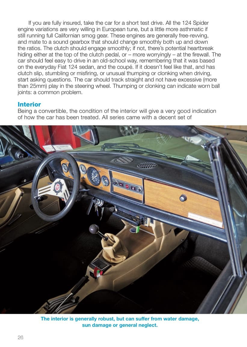 Interior of a classic convertible sports car shown on a book page