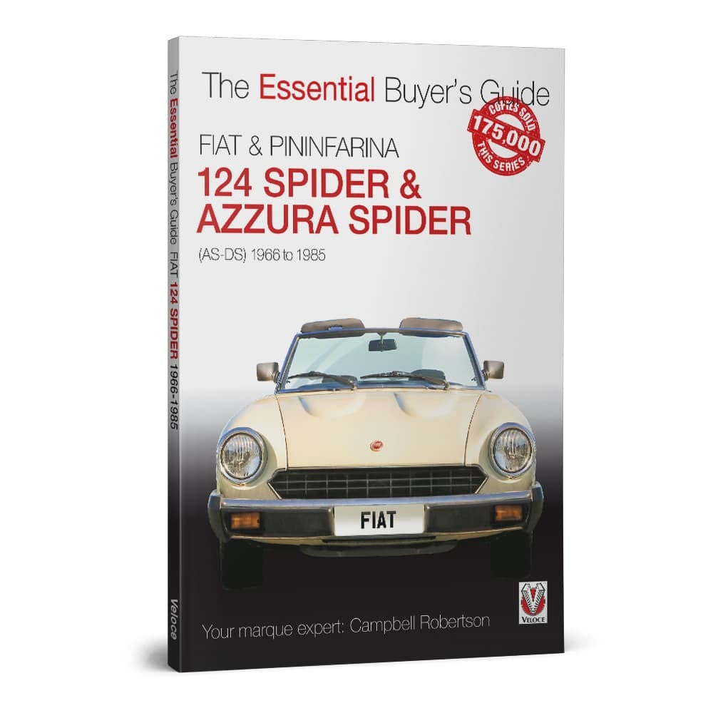 Automotive buyer’s guide book cover for FIAT & Pininfarina 124 Spider