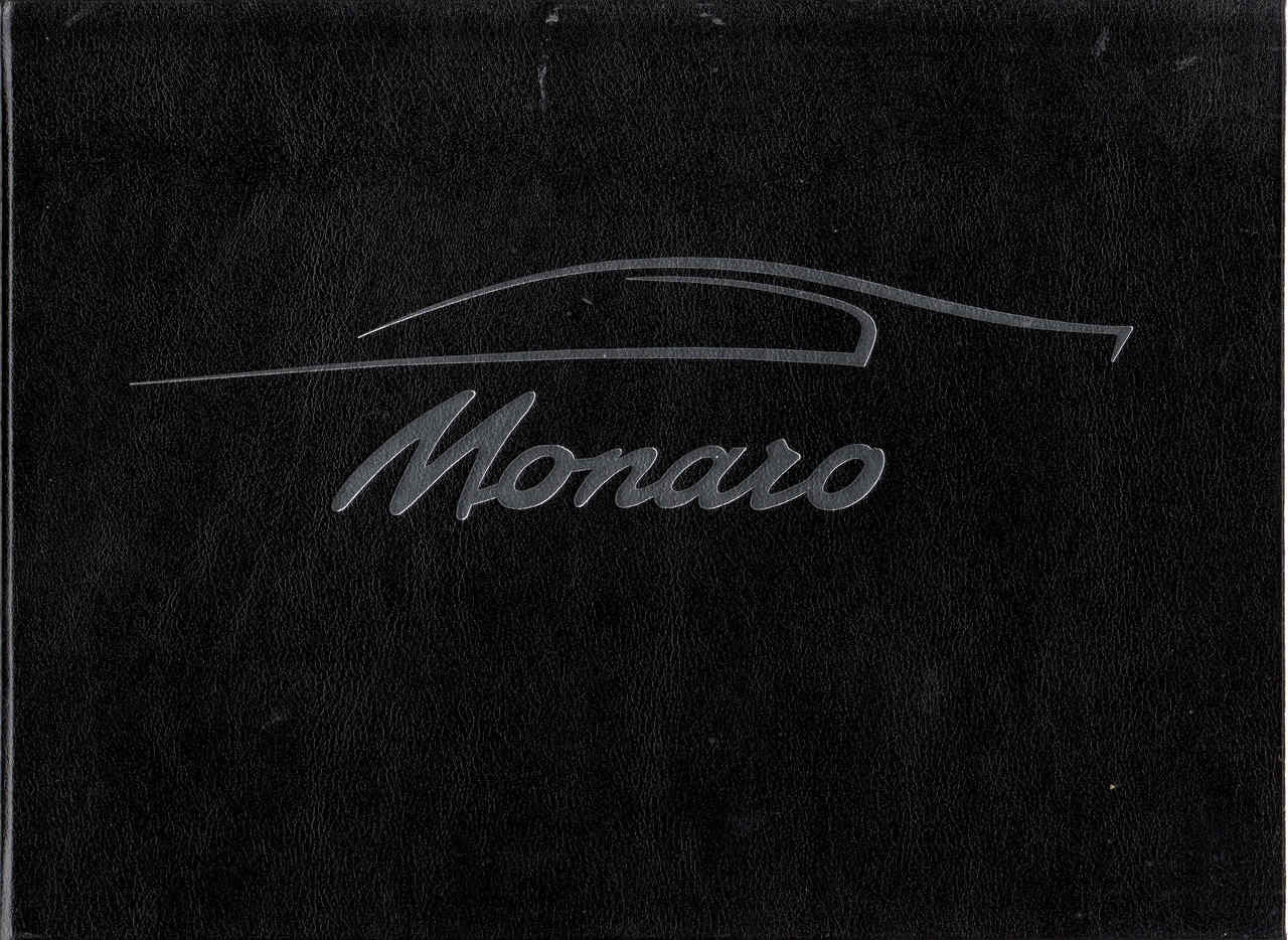 Monaro book cover with silver logo on dark black background