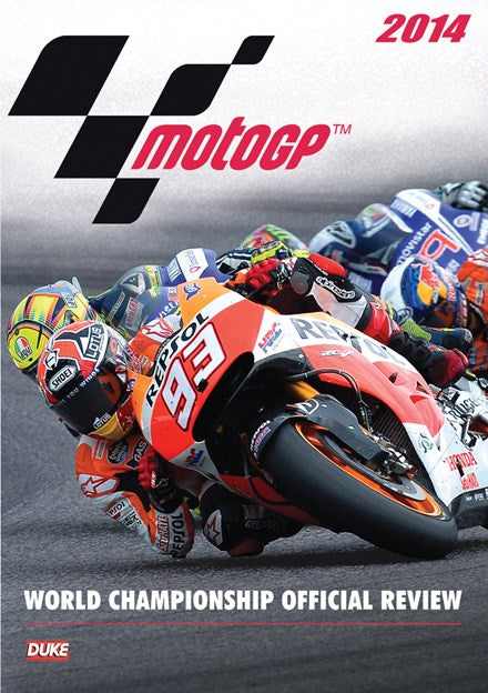 MotoGP 2014 official review DVD cover with MotoGP logo and race motorcycles