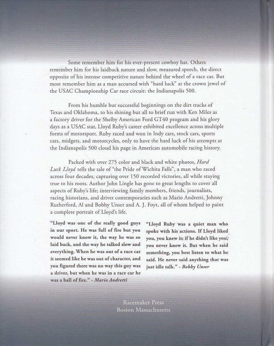 Hard Luck Lloyd Ruby book back cover with biography text and publisher info