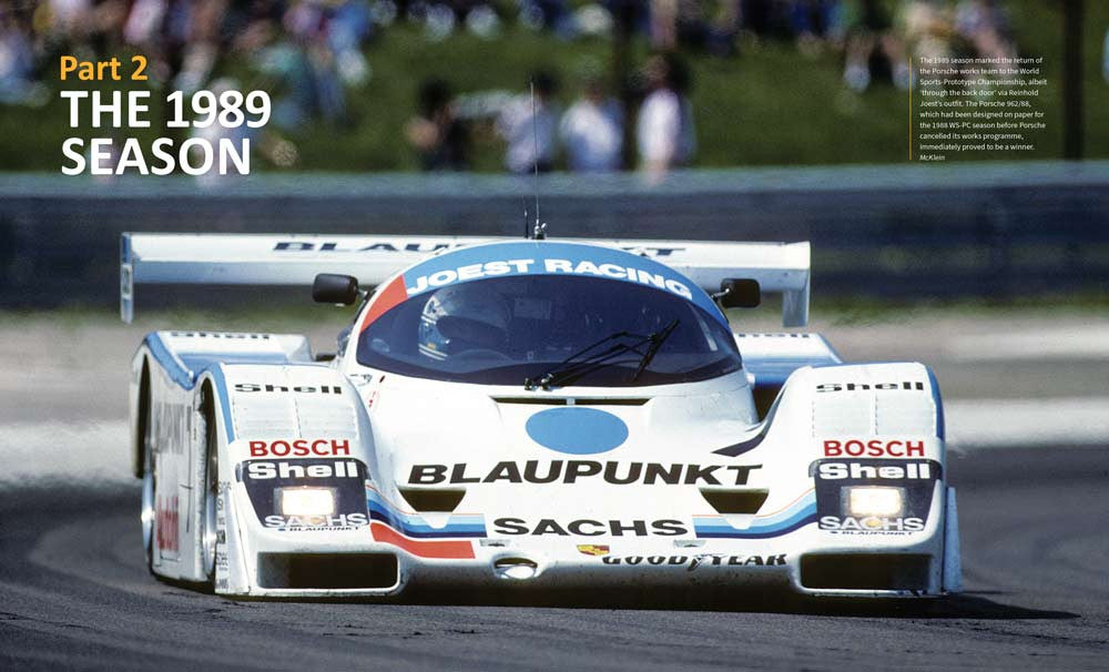 Racing book page with white and blue car front view and bold chapter heading