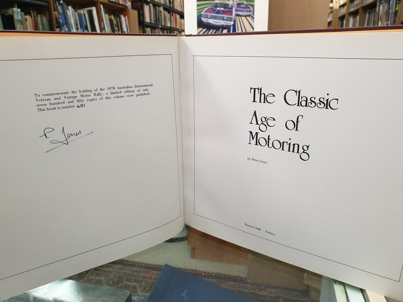 Limited edition book opened, title text and signed page