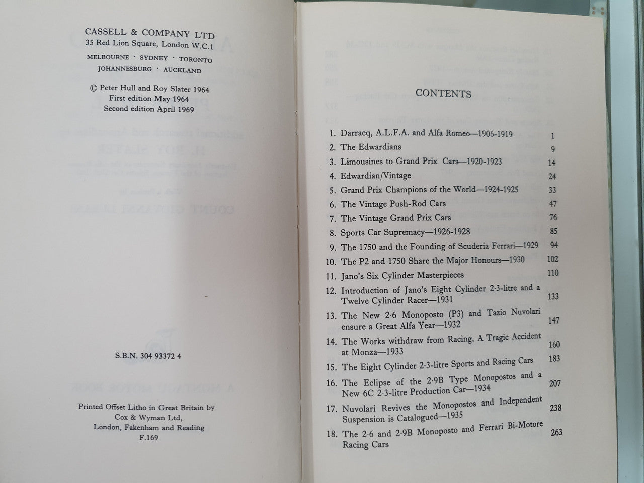 Alfa Romeo - A History by Peter Hull & Roy Slater (Revised Edition 1969)