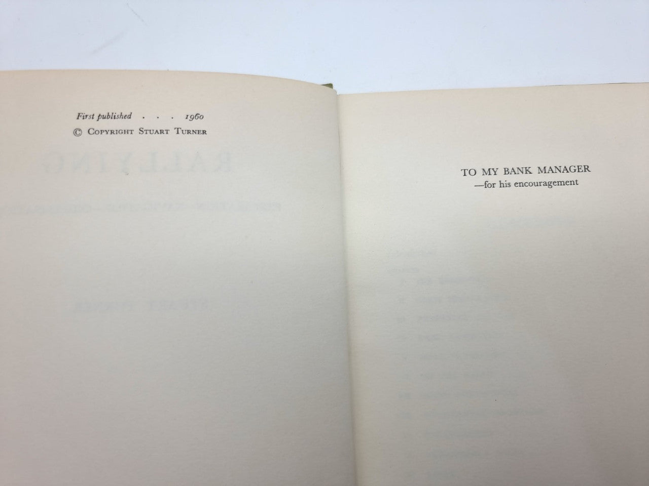 Rallying Preparation Navigation Organisation (Stuart Turner, 1960 1st Edition)