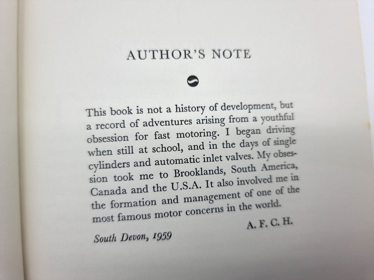Book page titled "Author's Note" with a short paragraph in black serif text.