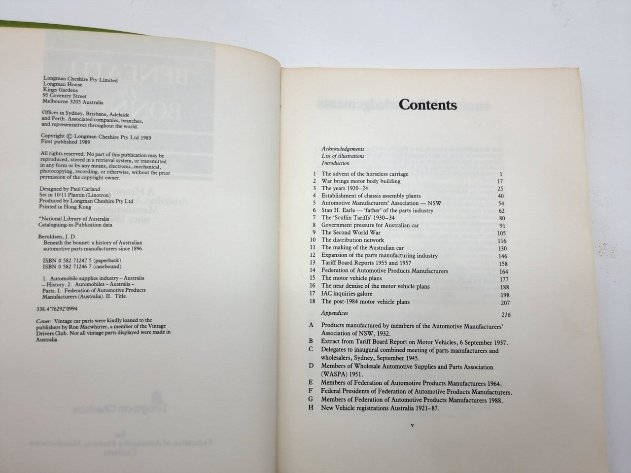 Beneath The Bonnet  A History Of Australian Automotive Parts Manufacturers since 1896 (J D Beruldsen, 1989)