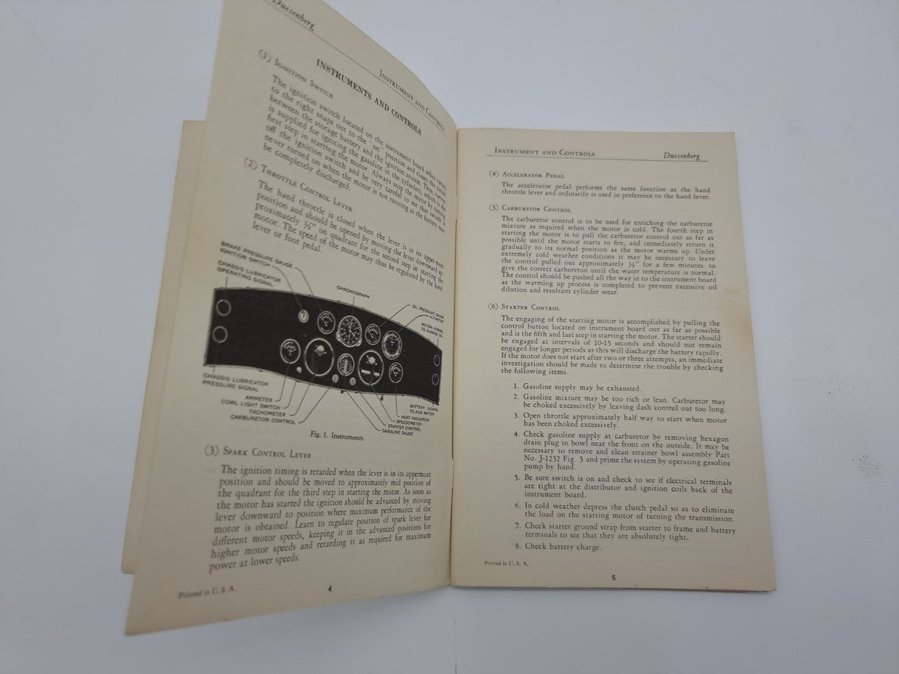 Duesenberg Model-J Owner's Instruction Book (1951 Reprint) with Catalogue (1953 Reprint)