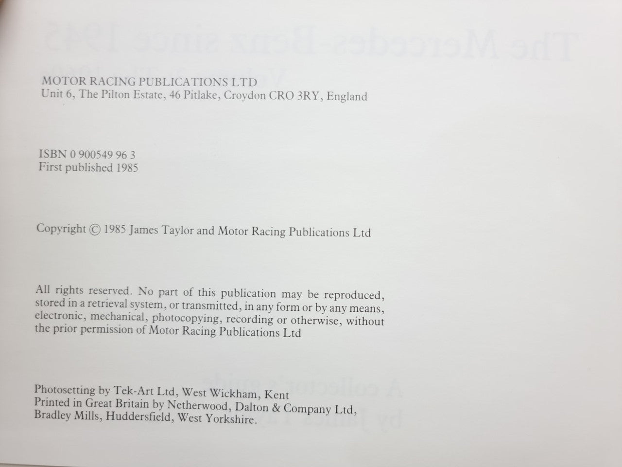 Mercedes-Benz since 1945 Vol. 2 The 1960s Collector's Guide (William Taylor, 1985)