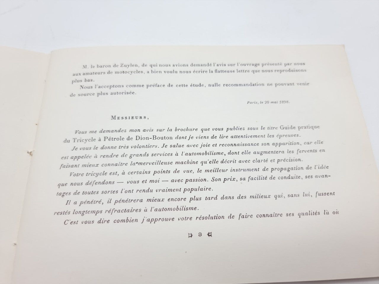 Guide Pratique du Tricycle a Petrole De Dion Bouton Modele 1898 - 1899