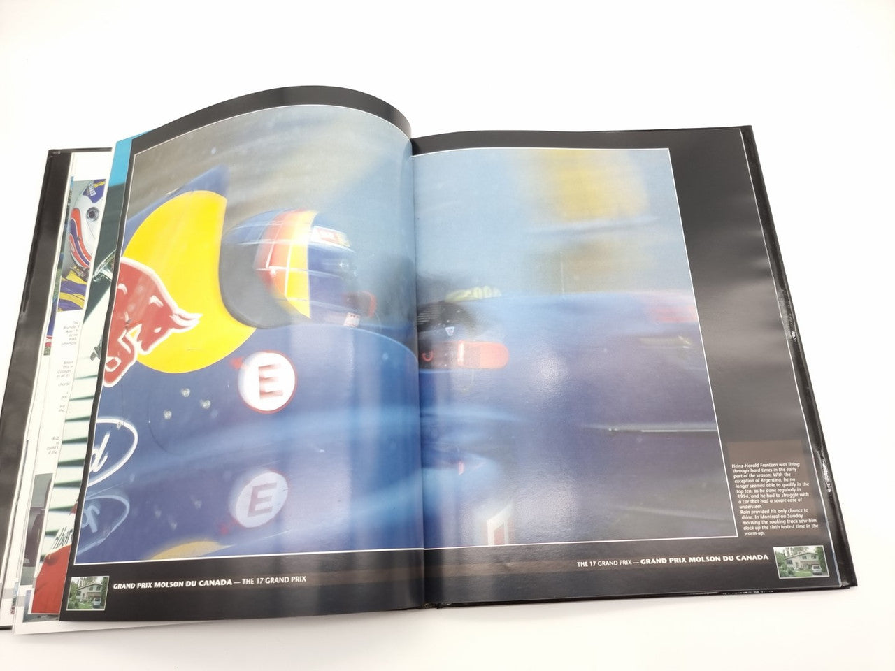 Formula 1 Yearbook 1995 open spread with action photo across both pages