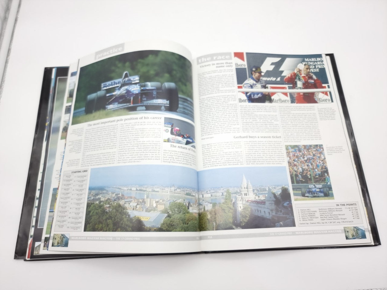 Formula 1 Yearbook 1995 open spread with circuit photo and article layouts