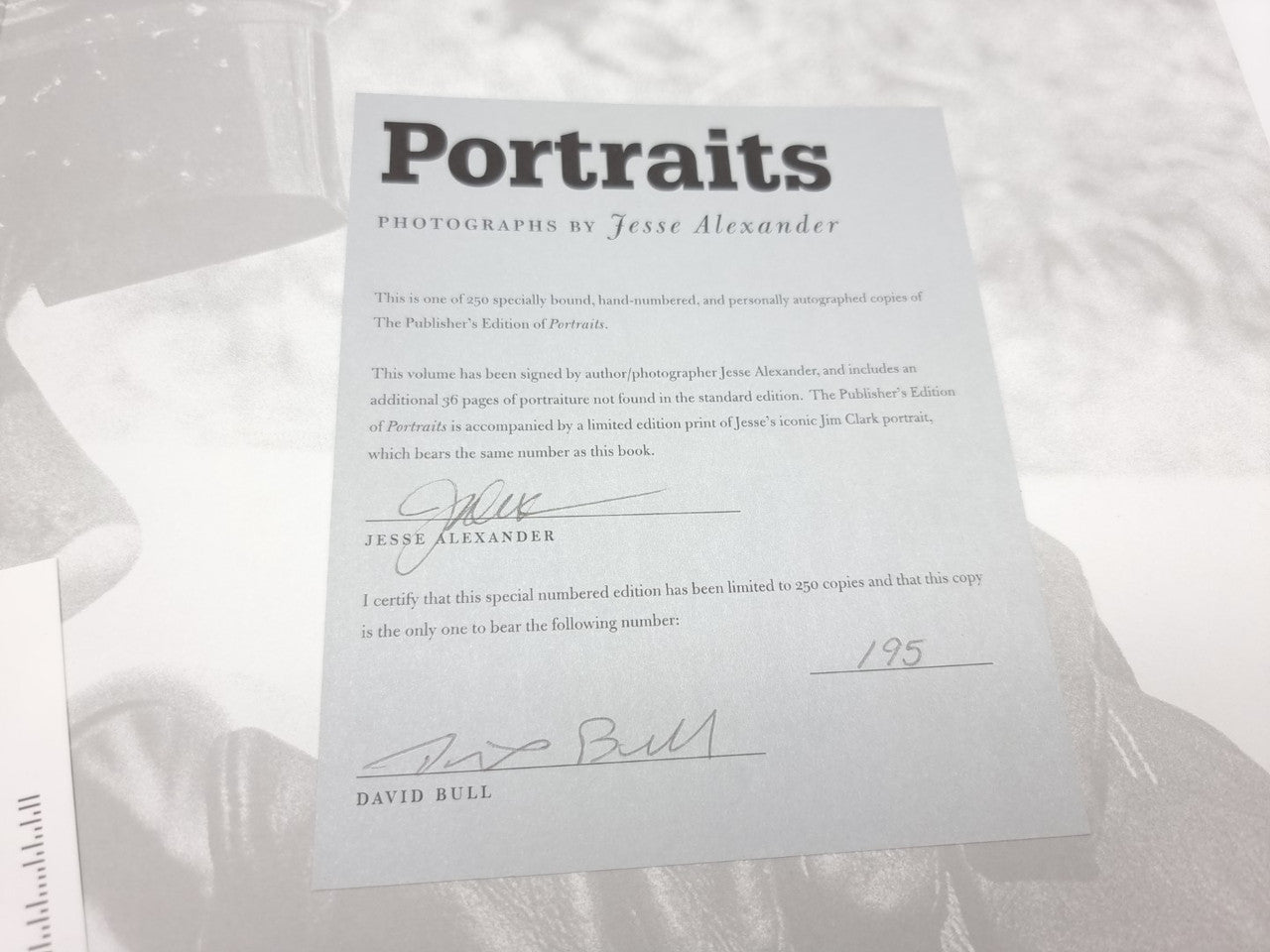 Portraits by Jesse Alexander - Publisher's Edition (Signed book and Signed Print)