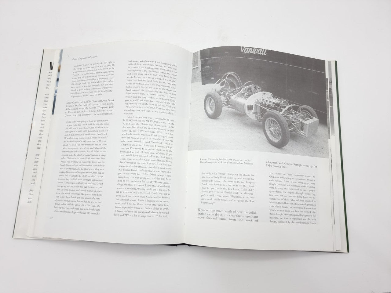 Open Vanwall Green for Glory book with two-column text and race car photo pages