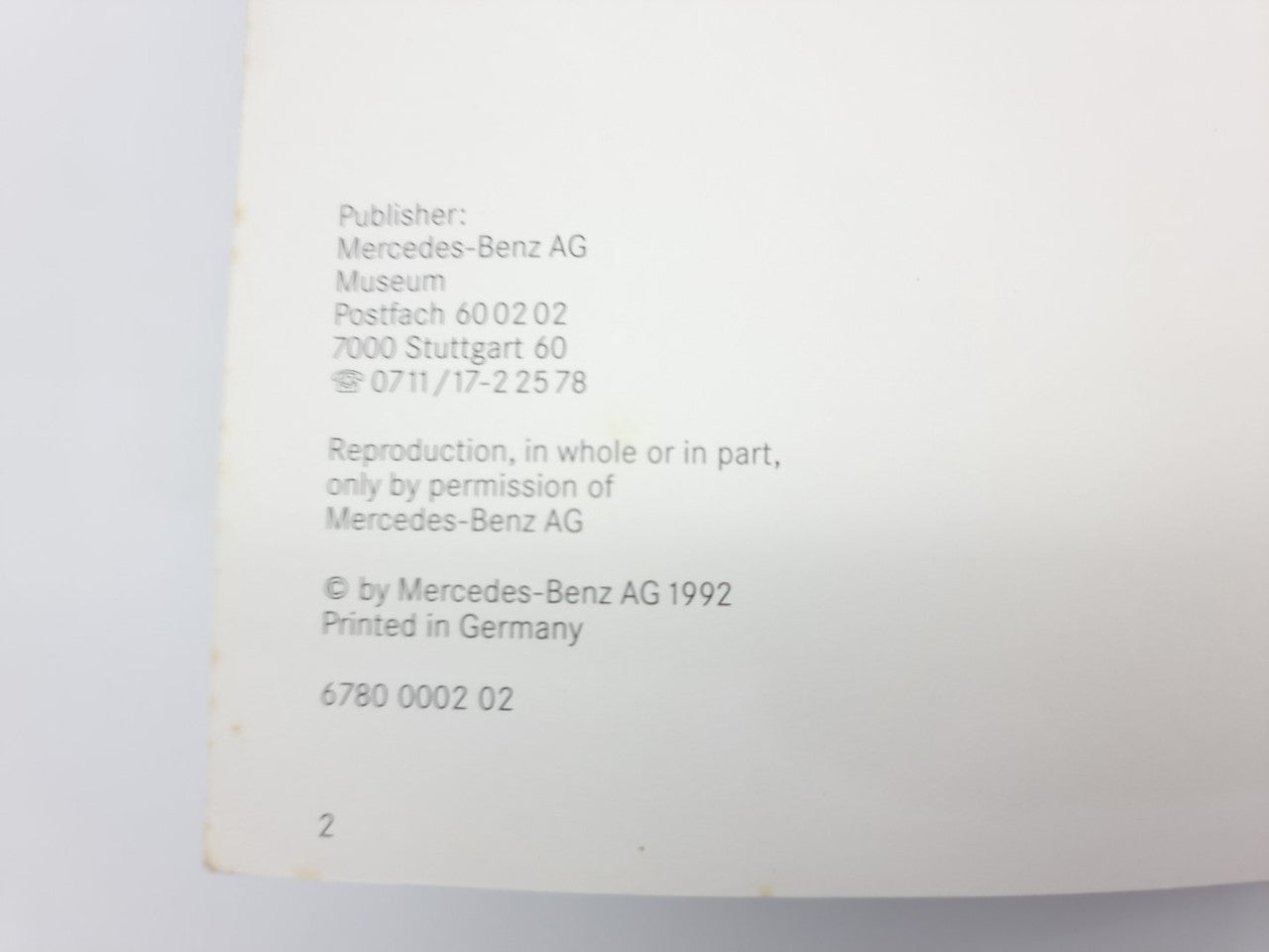 Mercedes Benz Museum (Published by Mercedes-Benz AG Museum, 1992)