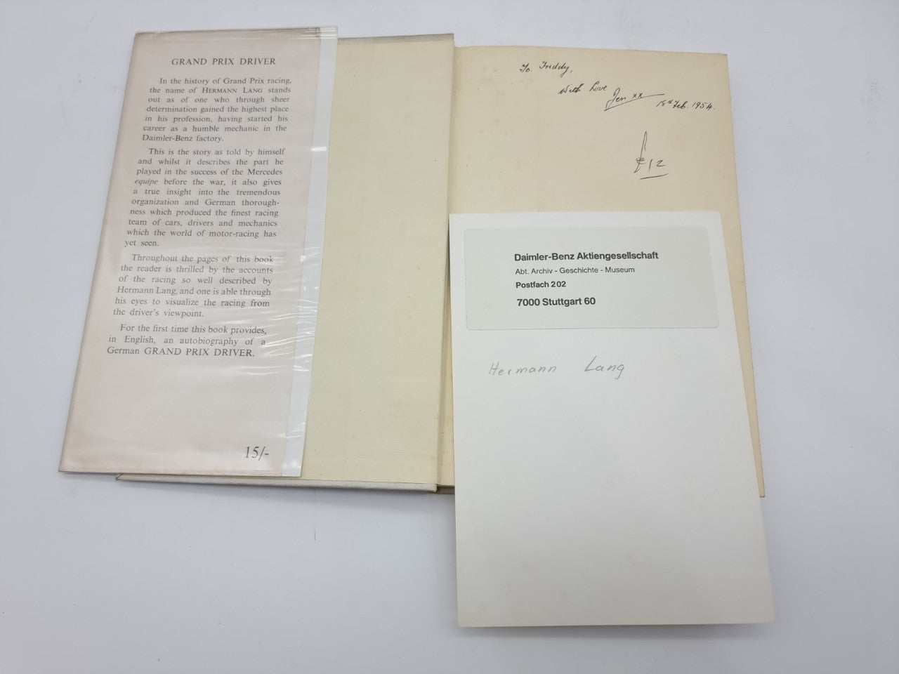 Grand Prix Driver (Hermann Lang) English Hardcover Edn. 1954 incl. Signed Photo