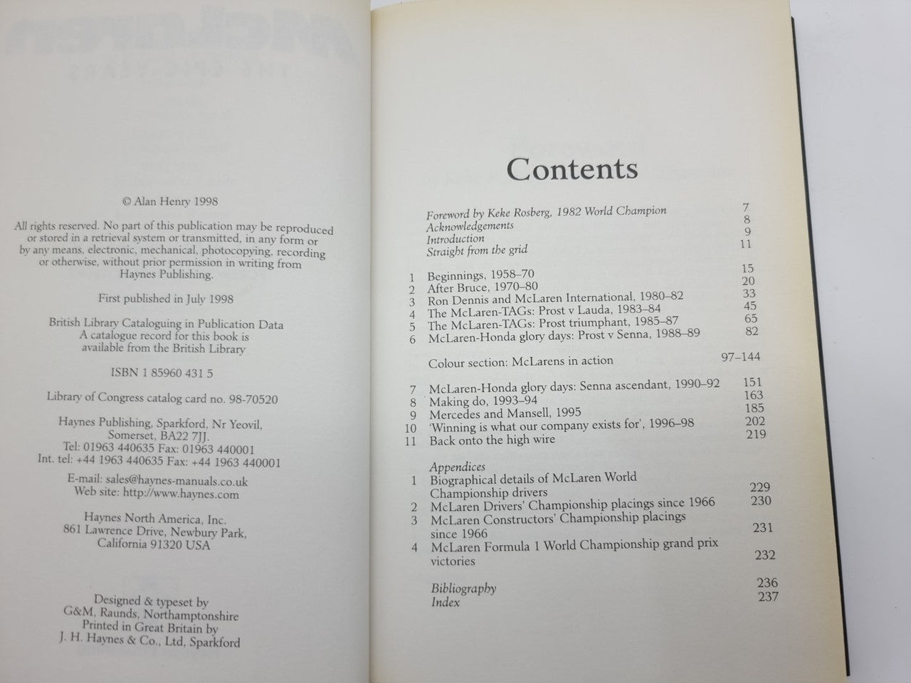 McLaren The Epic Years (Alan Henry, 1998 )