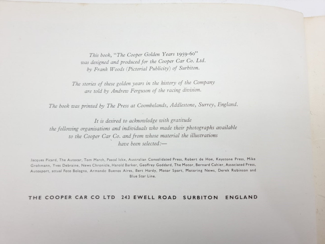 The Coopers Golden Years 1959 - 60 (Cooper Car Co. Ltd, Frank Wood)