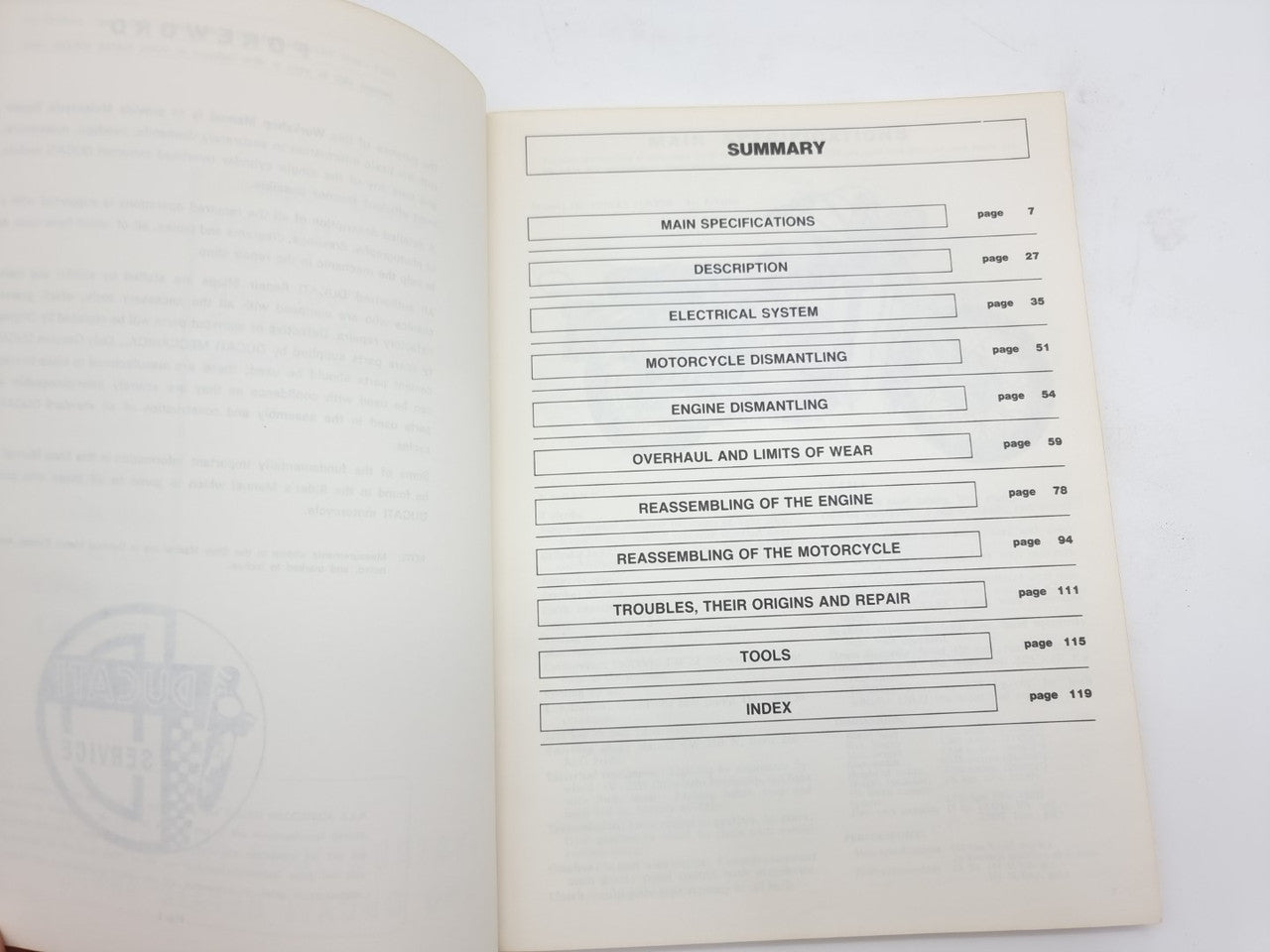 Ducati over head Camshaft Motorcycles Workshop Manual