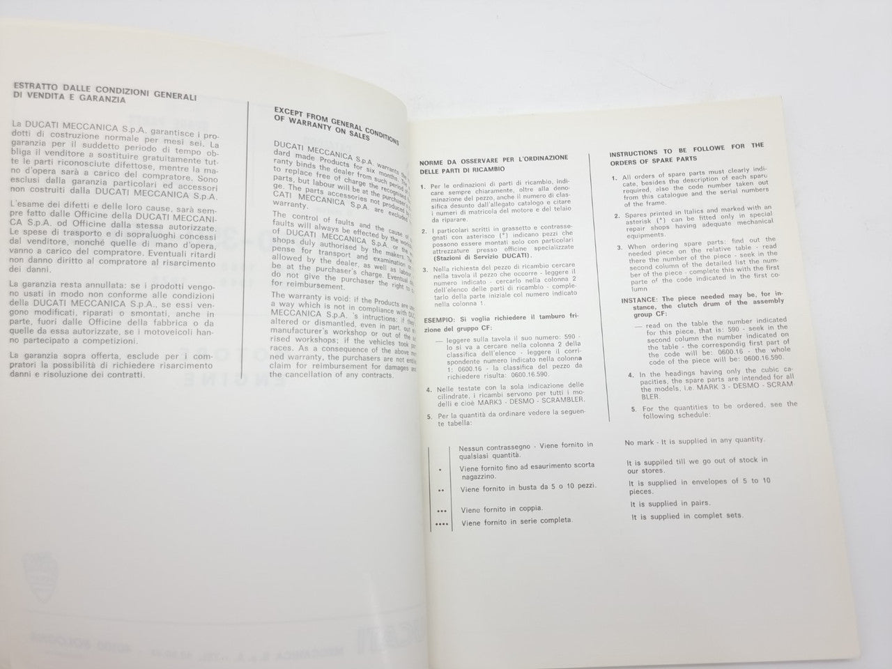 Ducati 250 350 450 Spare Parts Catalogue