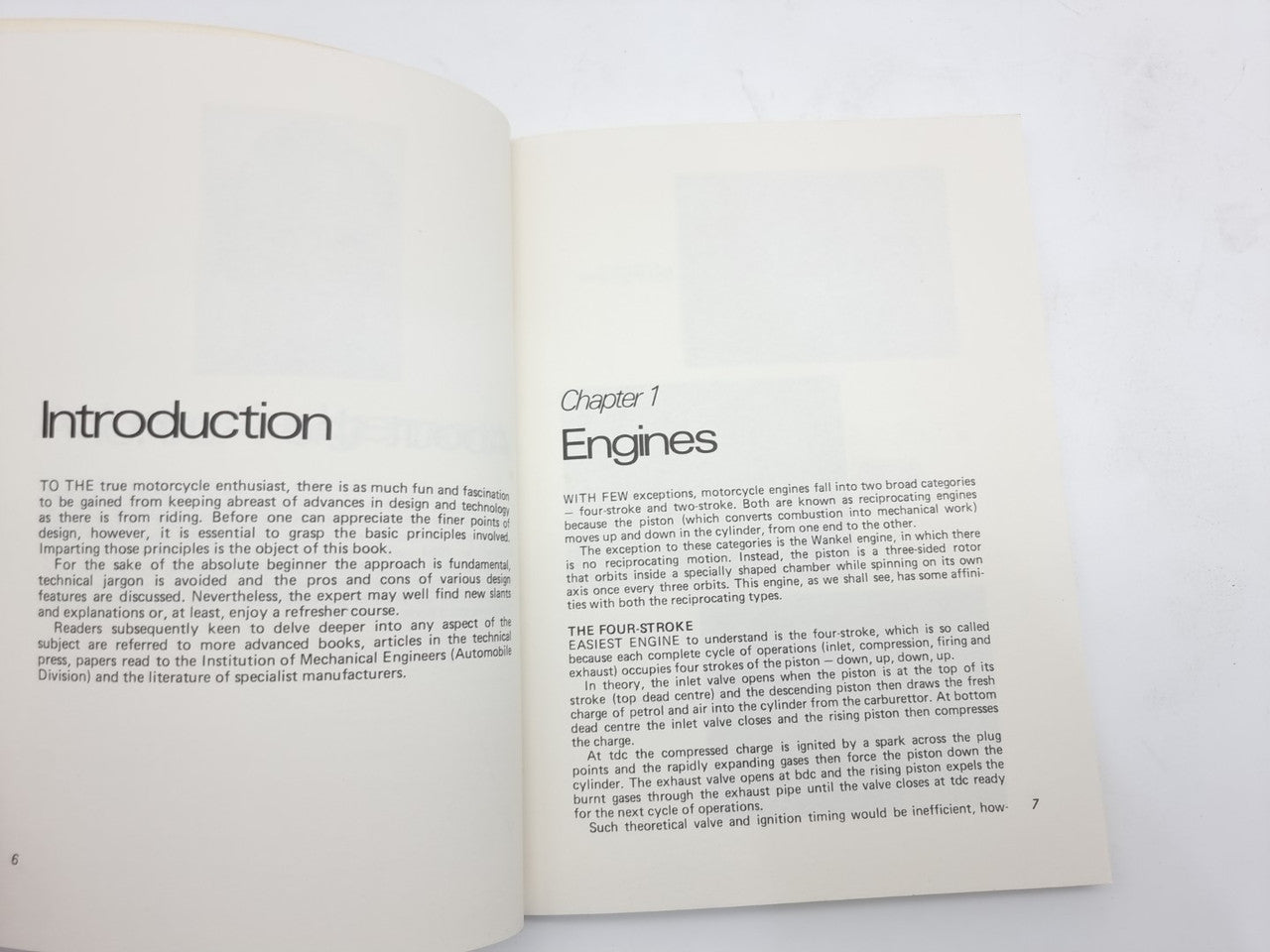 Open paperback book showing Introduction and Chapter 1 Engines headings