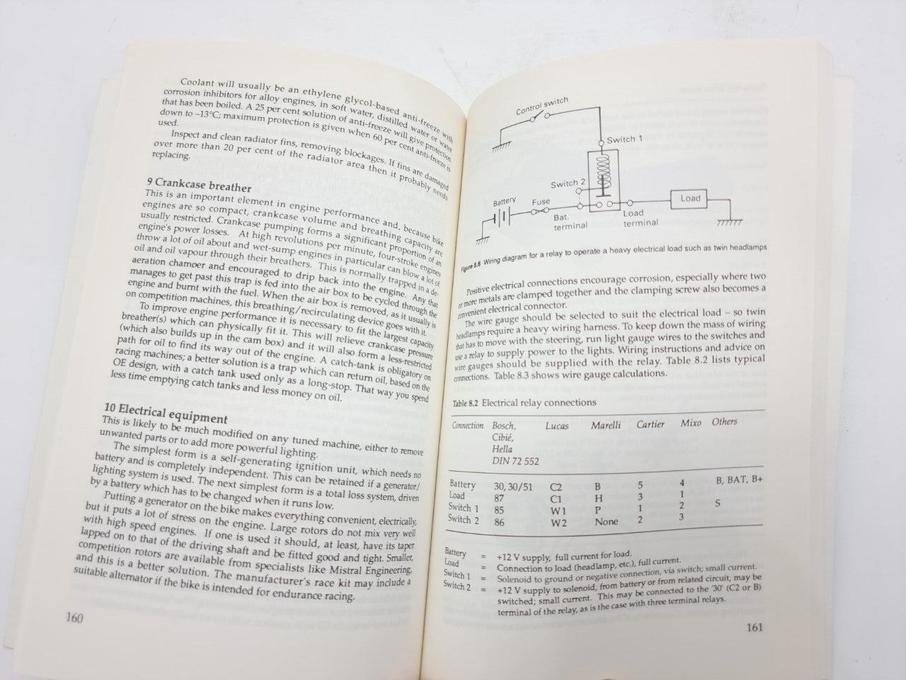 Motorcycle Tuning chassis book open to electrical section with circuit diagram