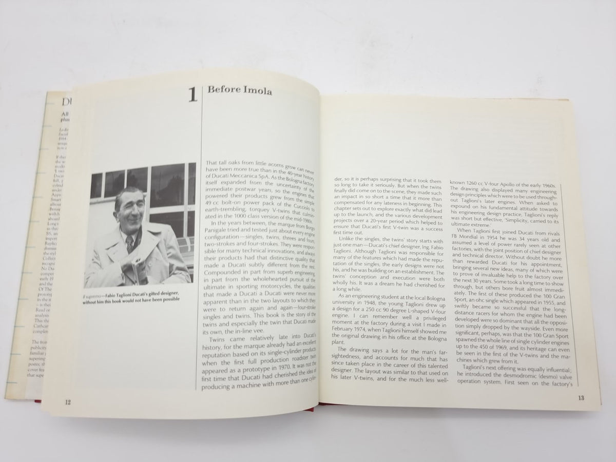 Motorcycle repair book open to chapter page with portrait photo and headings