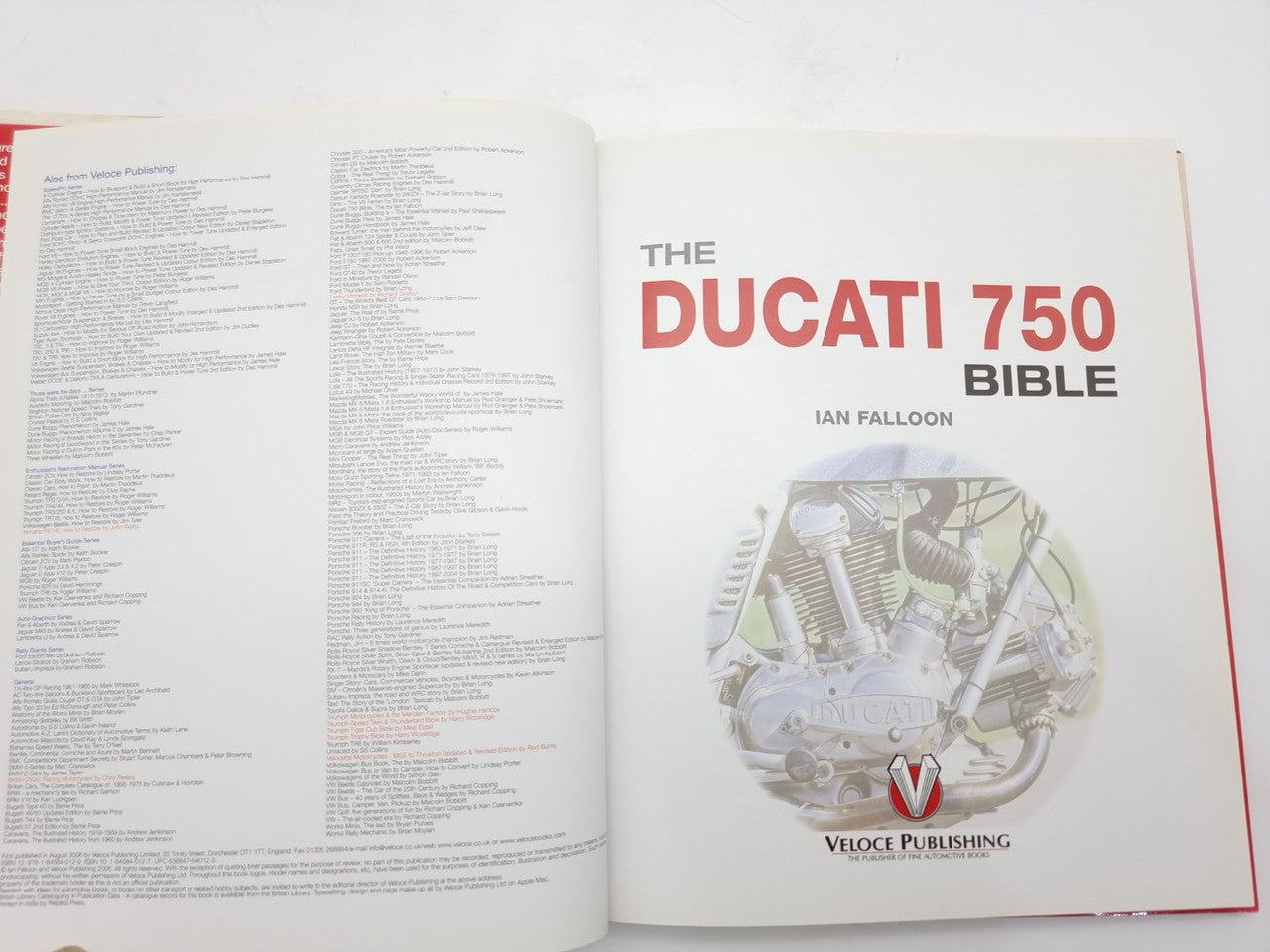 Ducati 750 Bible book with illustrated engine cover and title text