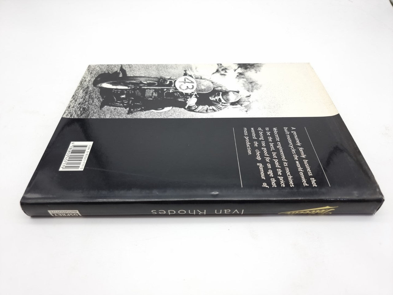 Hardcover book back cover with black background, motorcycle photo, and barcode