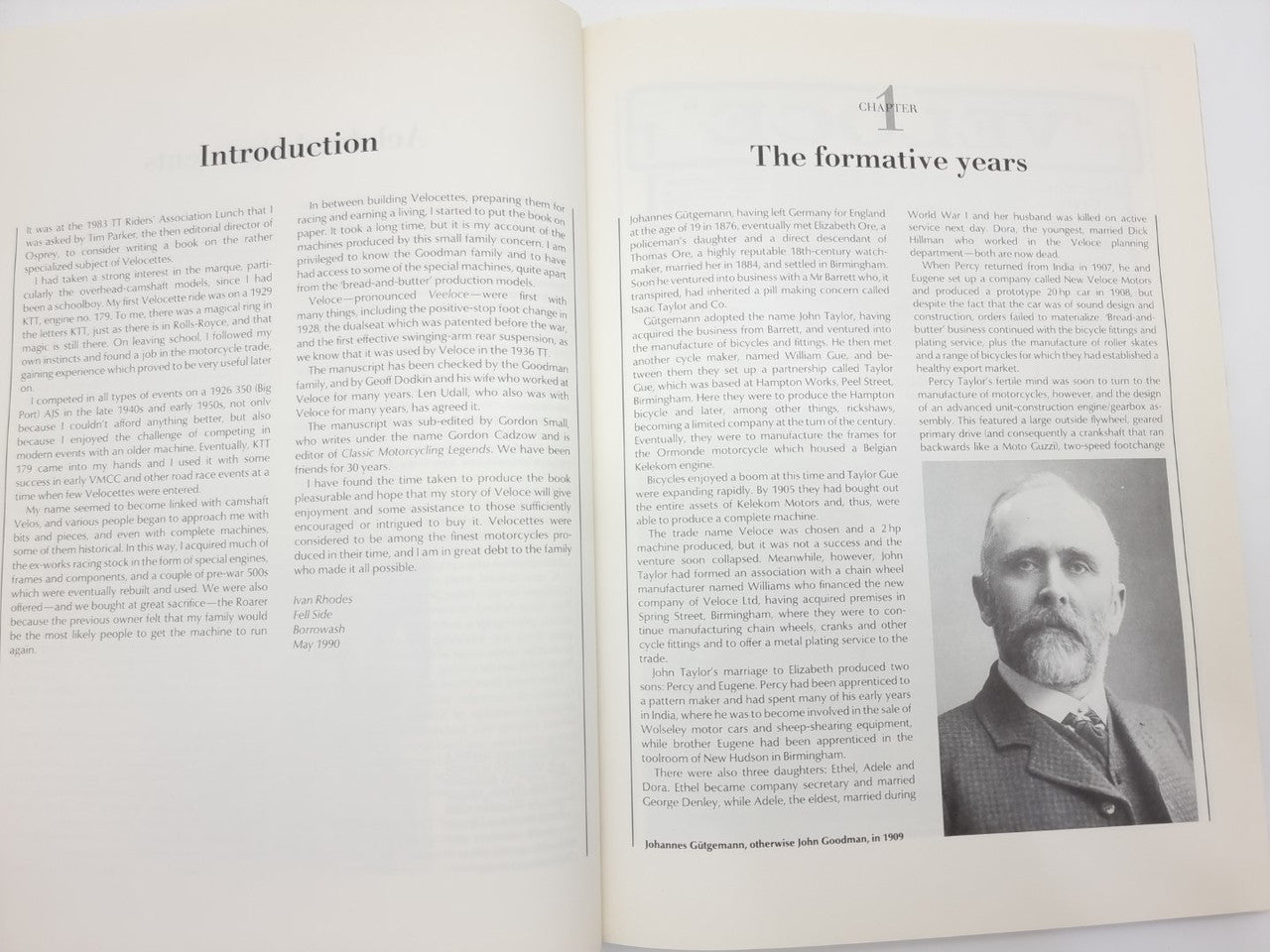 Open hardcover book with 'Introduction' and 'The formative years' pages