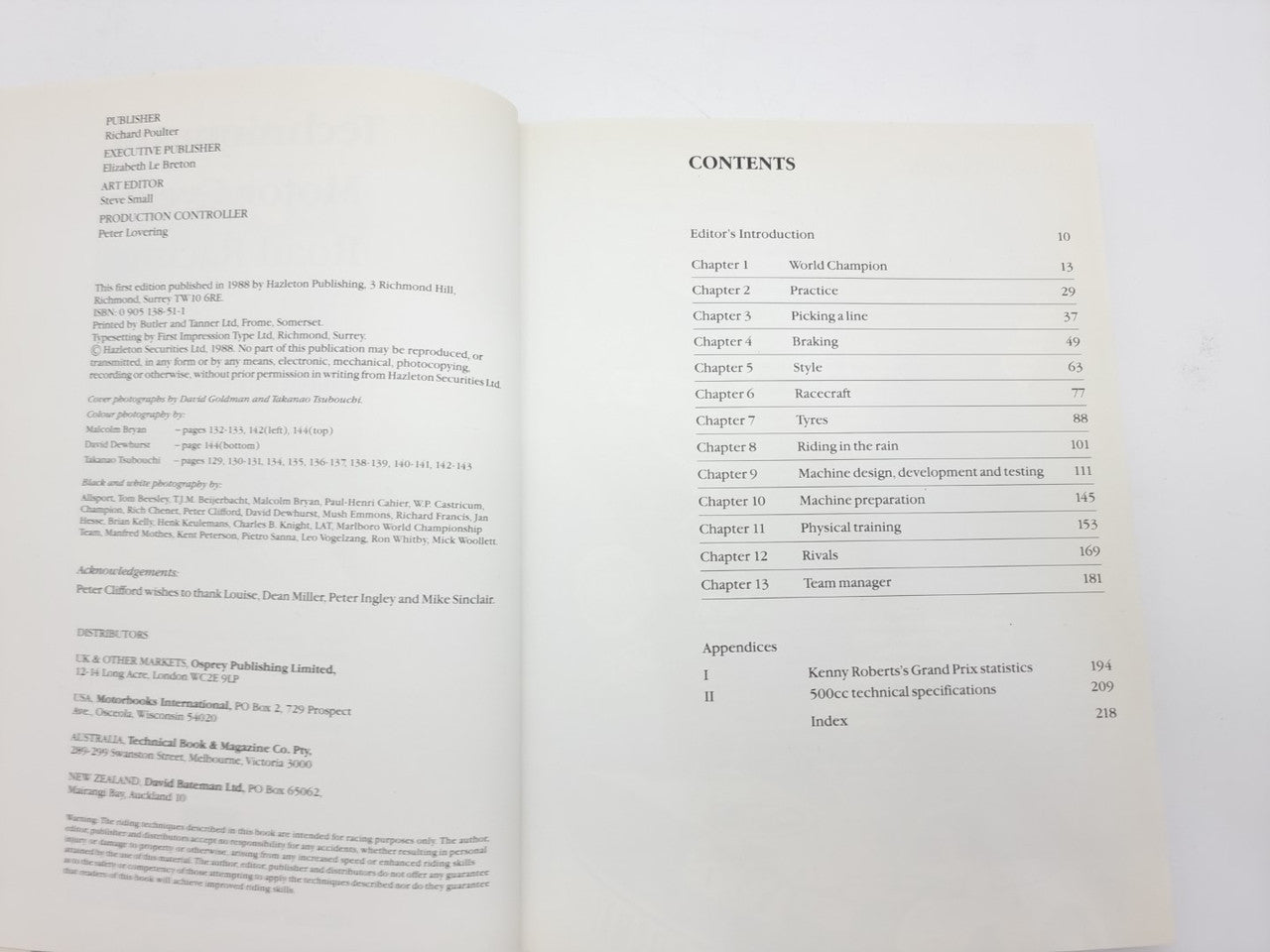 Techniques of Motor Cycle Road Racing