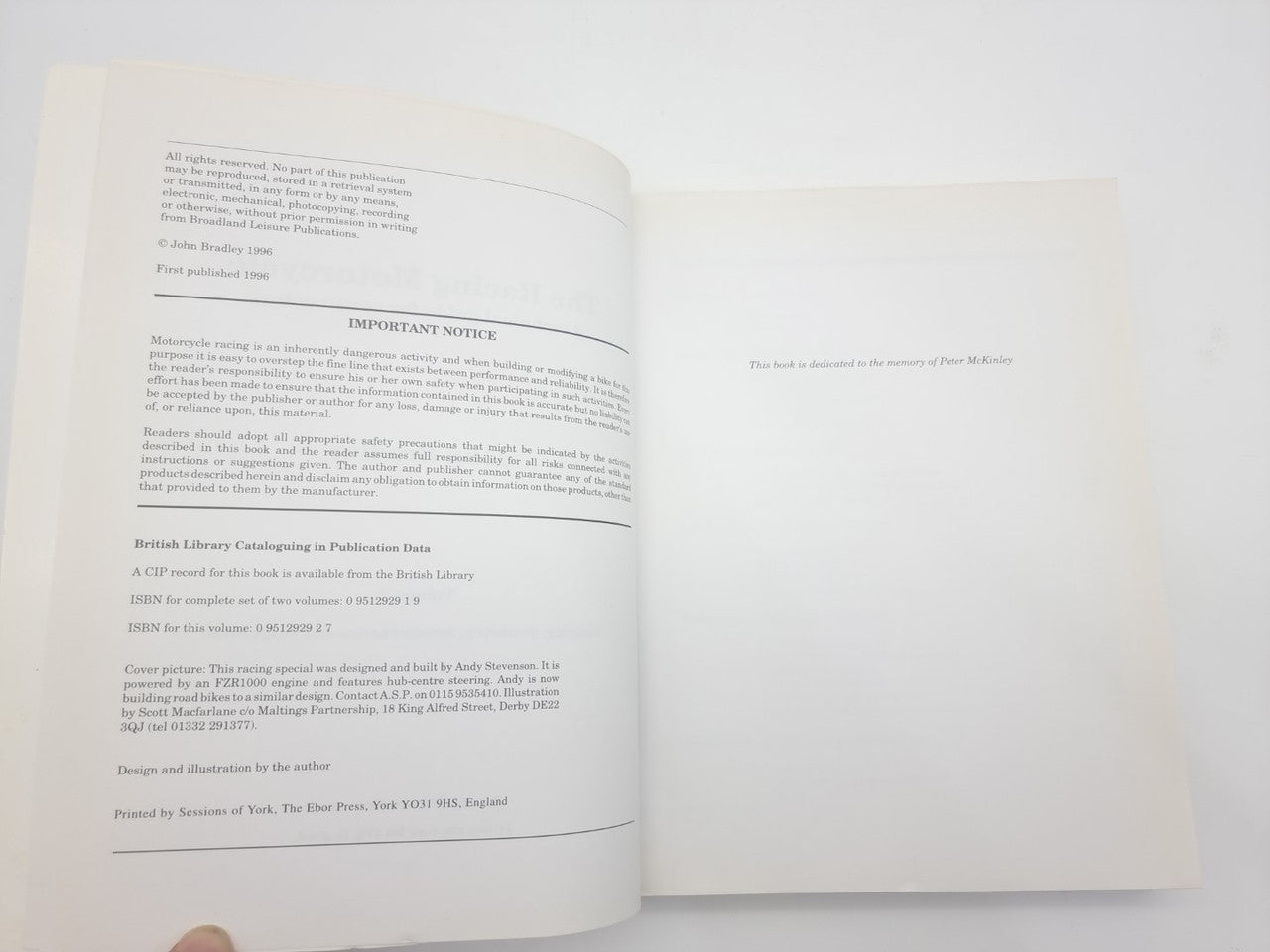 The Racing Motorcycle A Technical Guide for Constructors, Volume 1 (John Bradley, 1996)