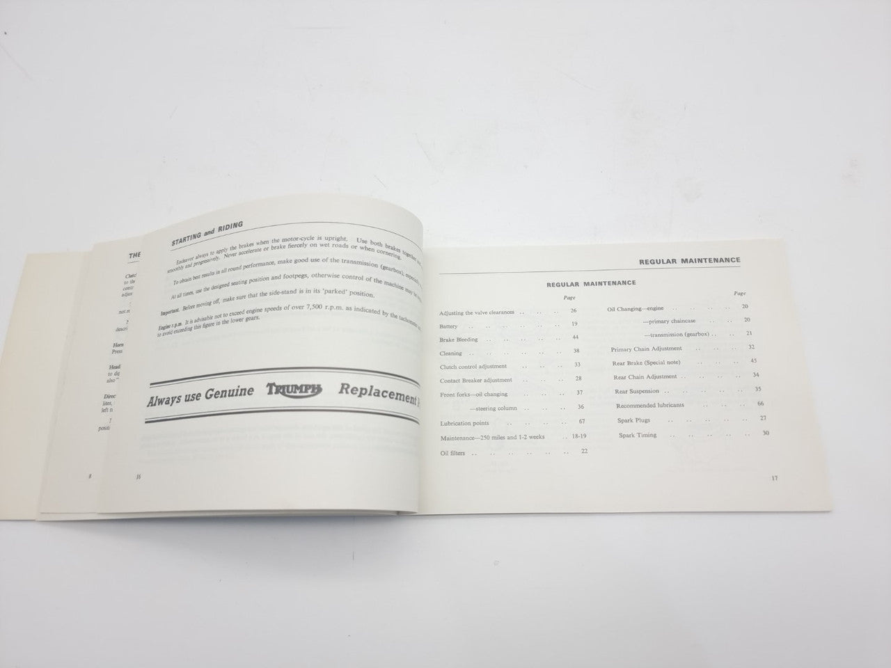 Triumph Owner's Handbook 1975 Model T160 TRIDENT, (No. 00-4222, 1974))