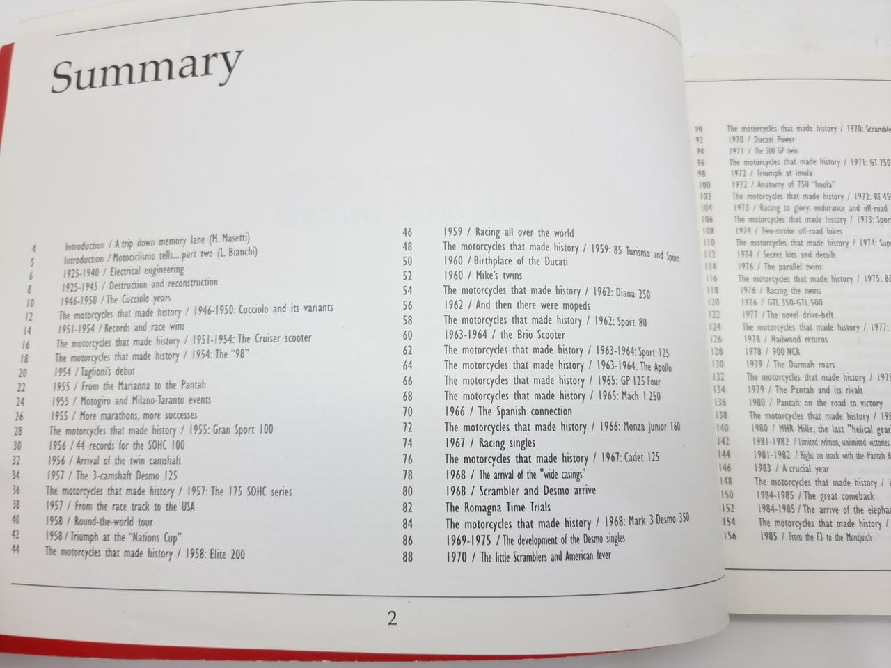 Opened book spread with “Summary” heading and two-column index text