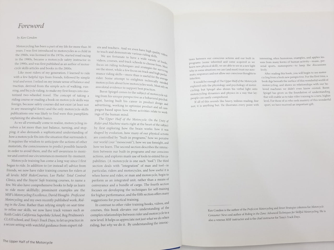 Open book foreword pages with paragraphs of text on a two-page spread