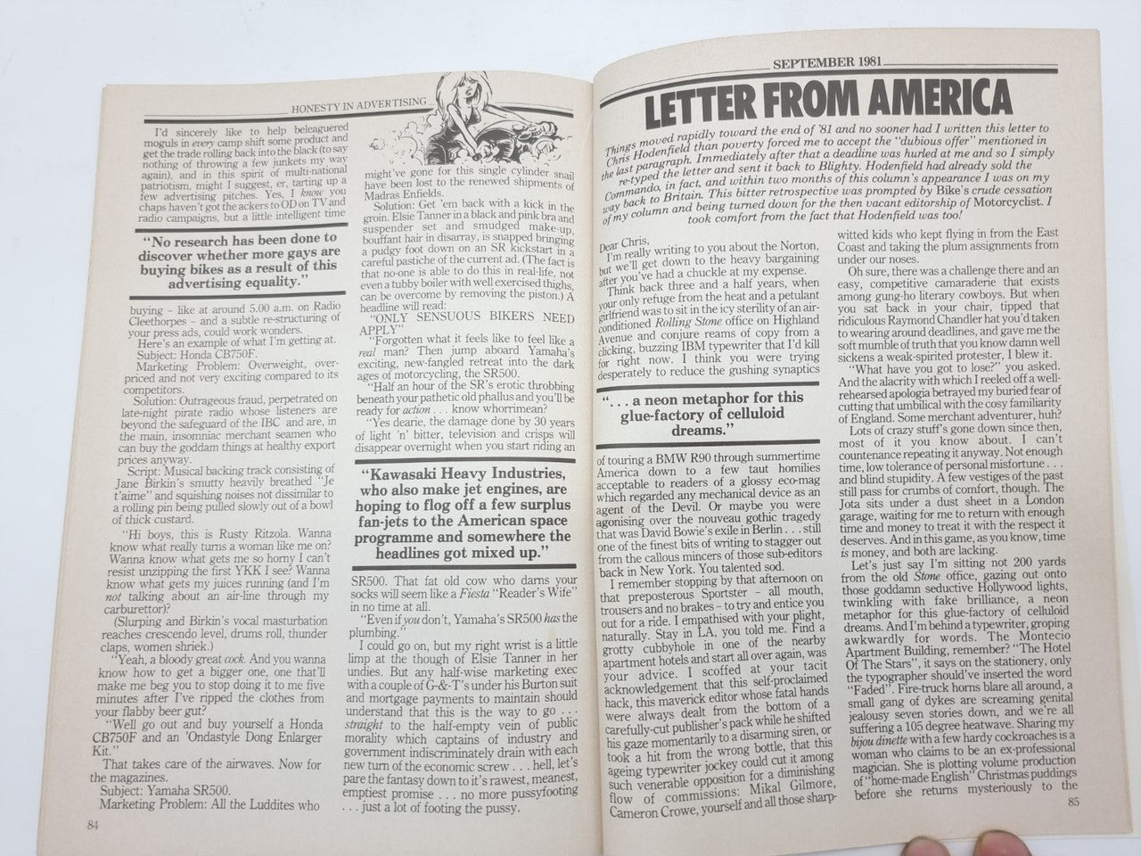 Vintage paperback book, open spread with heading "Letter from America"