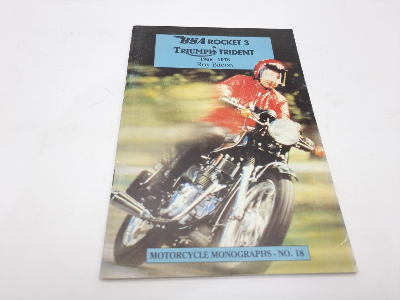 Motorcycle monograph book cover with BSA Rocket 3 and Triumph Trident illustration