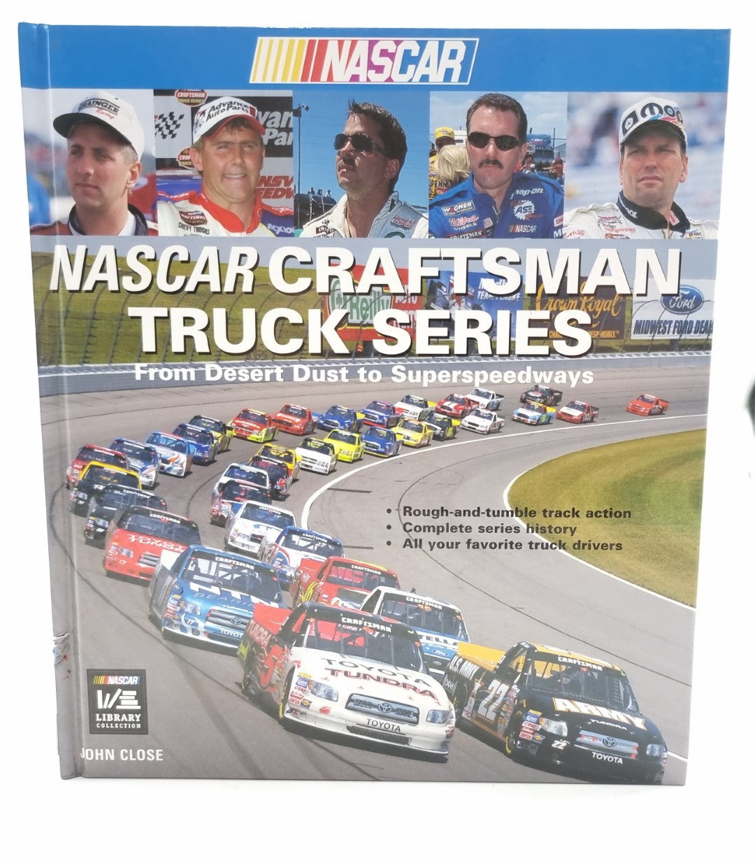 NASCAR Craftsman Truck Series race book cover with trucks and title text