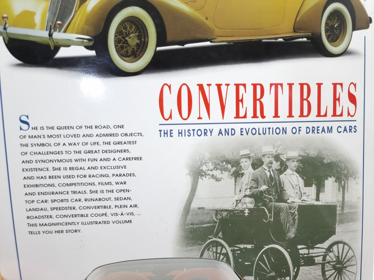 Book cover with large CONVERTIBLES title and classic car graphic